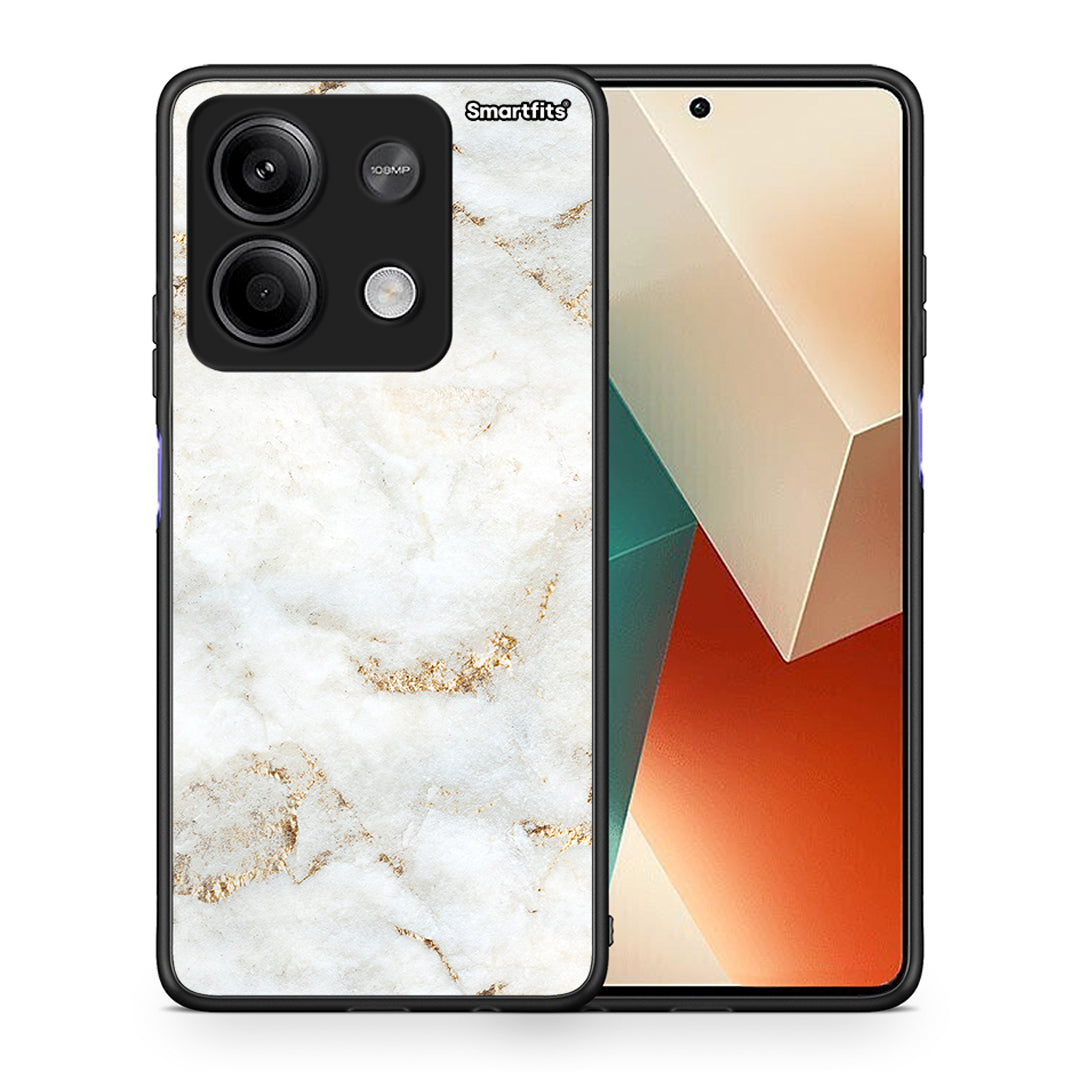Θήκη Xiaomi Redmi Note 13 5G White Gold Marble από τη Smartfits με σχέδιο στο πίσω μέρος και μαύρο περίβλημα | Xiaomi Redmi Note 13 5G White Gold Marble case with colorful back and black bezels