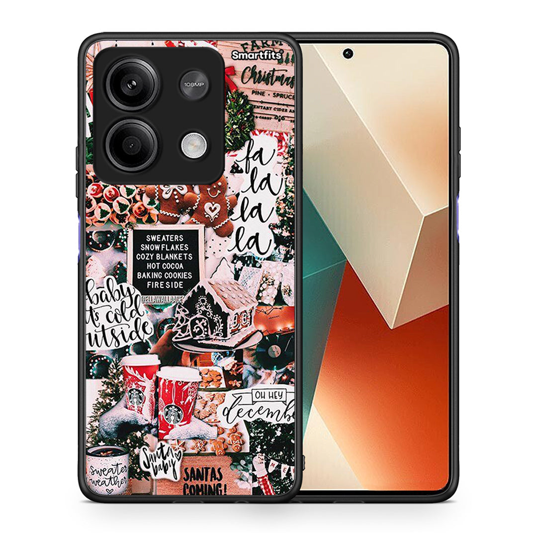 Θήκη Xiaomi Redmi Note 13 5G Xmas Habbits από τη Smartfits με σχέδιο στο πίσω μέρος και μαύρο περίβλημα | Xiaomi Redmi Note 13 5G Xmas Habbits case with colorful back and black bezels