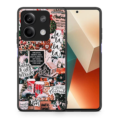 Θήκη Xiaomi Redmi Note 13 5G Xmas Habbits από τη Smartfits με σχέδιο στο πίσω μέρος και μαύρο περίβλημα | Xiaomi Redmi Note 13 5G Xmas Habbits case with colorful back and black bezels