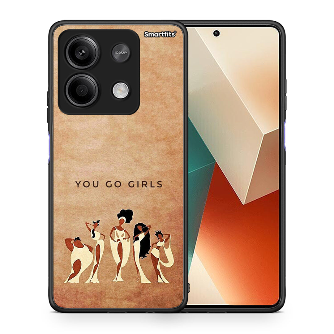 Θήκη Xiaomi Redmi Note 13 5G You Go Girl από τη Smartfits με σχέδιο στο πίσω μέρος και μαύρο περίβλημα | Xiaomi Redmi Note 13 5G You Go Girl case with colorful back and black bezels