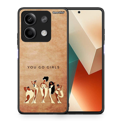 Θήκη Xiaomi Redmi Note 13 5G You Go Girl από τη Smartfits με σχέδιο στο πίσω μέρος και μαύρο περίβλημα | Xiaomi Redmi Note 13 5G You Go Girl case with colorful back and black bezels