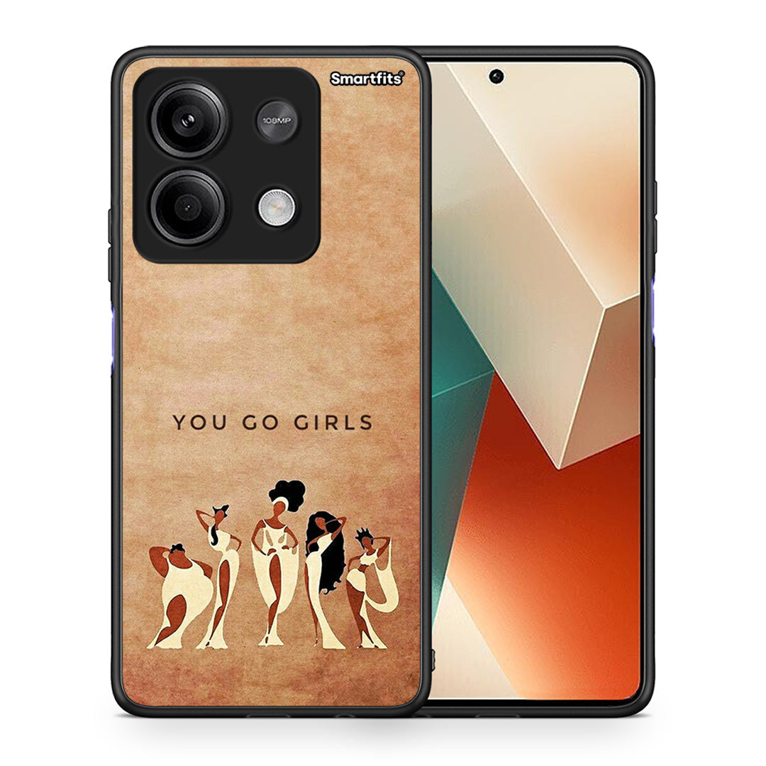 Θήκη Xiaomi Redmi Note 13 5G You Go Girl από τη Smartfits με σχέδιο στο πίσω μέρος και μαύρο περίβλημα | Xiaomi Redmi Note 13 5G You Go Girl case with colorful back and black bezels