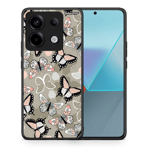 Θήκη Xiaomi Redmi Note 13 Pro 5G Butterflies Boho από τη Smartfits με σχέδιο στο πίσω μέρος και μαύρο περίβλημα | Xiaomi Redmi Note 13 Pro 5G Butterflies Boho case with colorful back and black bezels