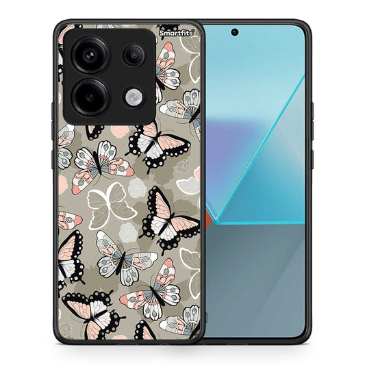 Θήκη Xiaomi Redmi Note 13 Pro 5G Butterflies Boho από τη Smartfits με σχέδιο στο πίσω μέρος και μαύρο περίβλημα | Xiaomi Redmi Note 13 Pro 5G Butterflies Boho case with colorful back and black bezels