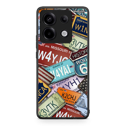 Xiaomi Redmi Note 13 Pro 5G Car Plates θήκη από τη Smartfits με σχέδιο στο πίσω μέρος και μαύρο περίβλημα | Smartphone case with colorful back and black bezels by Smartfits