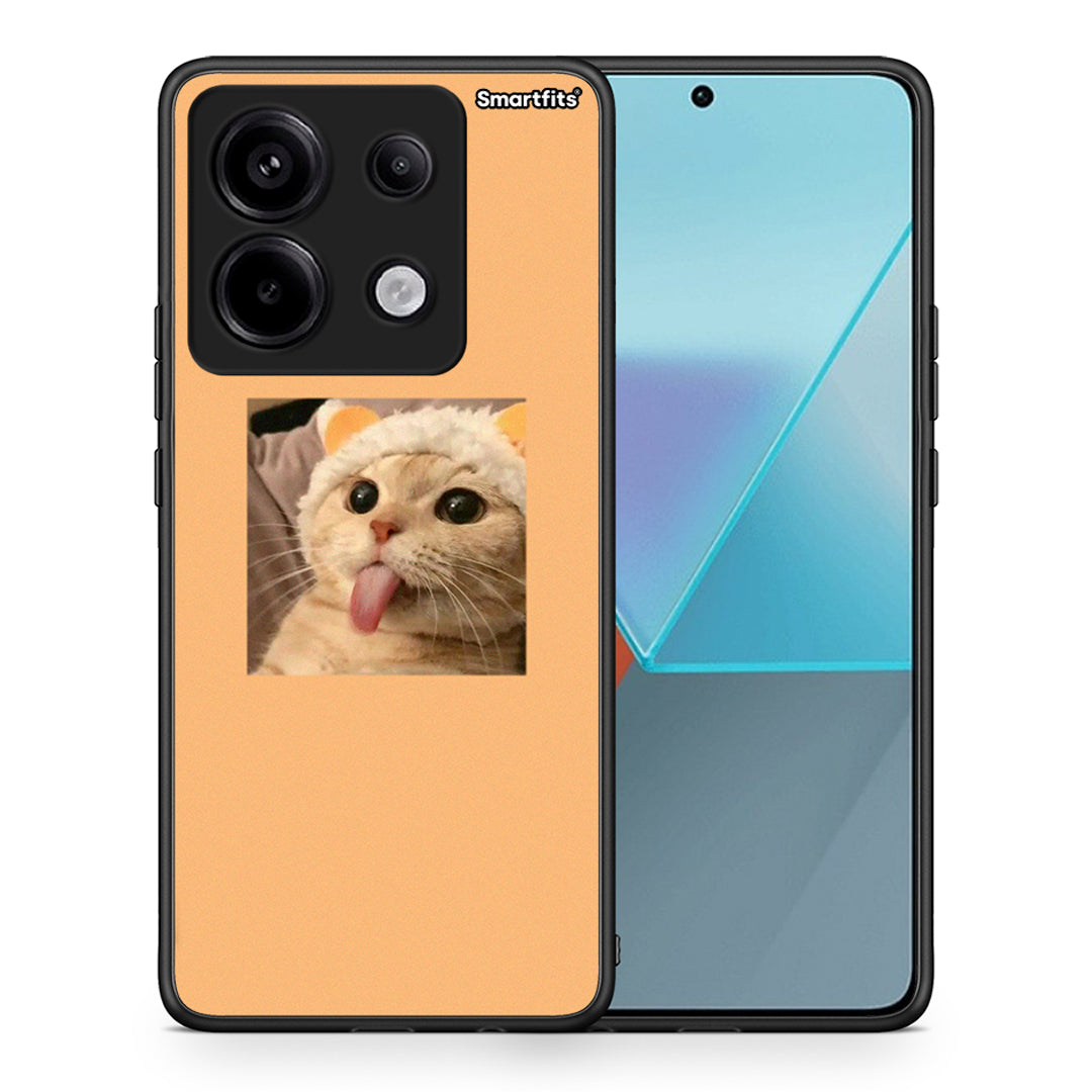 Θήκη Xiaomi Redmi Note 13 Pro 5G Cat Tongue από τη Smartfits με σχέδιο στο πίσω μέρος και μαύρο περίβλημα | Xiaomi Redmi Note 13 Pro 5G Cat Tongue case with colorful back and black bezels