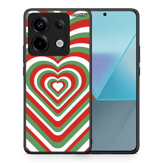 Θήκη Xiaomi Redmi Note 13 Pro 5G Christmas Hearts από τη Smartfits με σχέδιο στο πίσω μέρος και μαύρο περίβλημα | Xiaomi Redmi Note 13 Pro 5G Christmas Hearts case with colorful back and black bezels