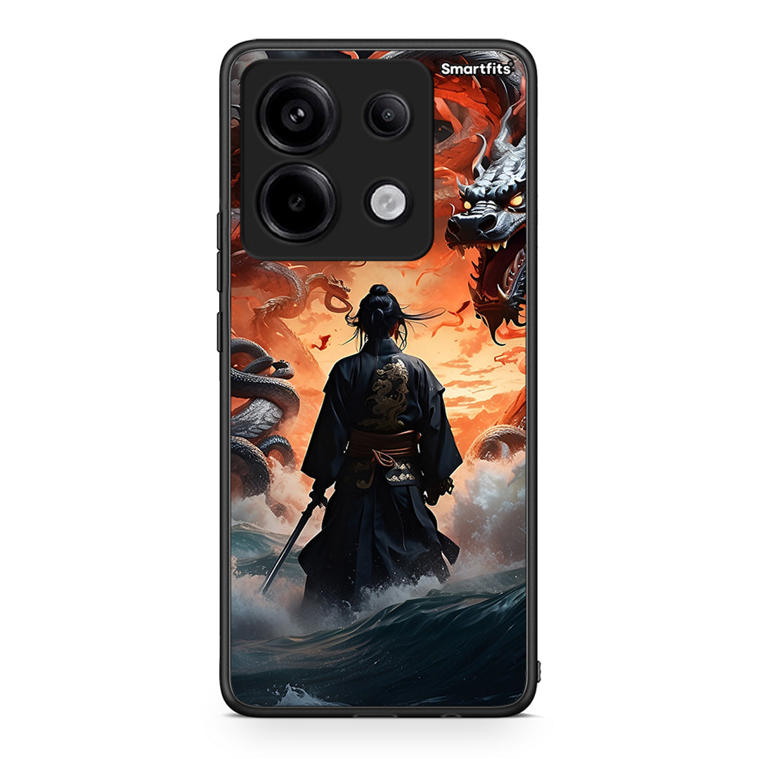 Xiaomi Redmi Note 13 Pro 5G Dragons Fight θήκη από τη Smartfits με σχέδιο στο πίσω μέρος και μαύρο περίβλημα | Smartphone case with colorful back and black bezels by Smartfits