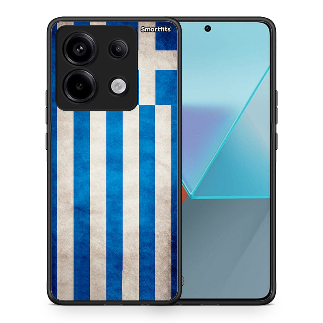 Θήκη Xiaomi Redmi Note 13 Pro 5G Greek Flag από τη Smartfits με σχέδιο στο πίσω μέρος και μαύρο περίβλημα | Xiaomi Redmi Note 13 Pro 5G Greek Flag case with colorful back and black bezels