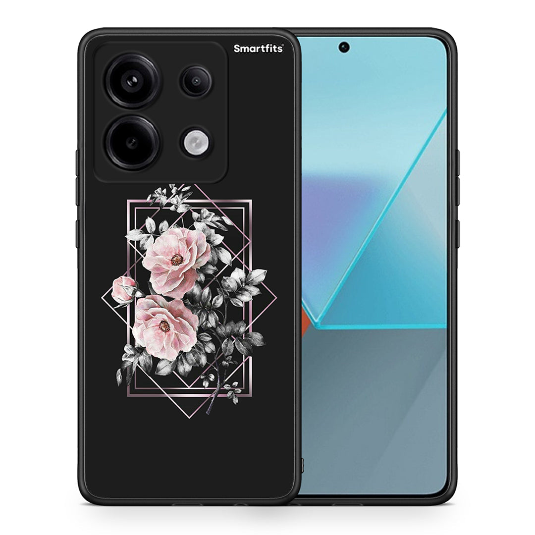 Θήκη Xiaomi Redmi Note 13 Pro 5G Frame Flower από τη Smartfits με σχέδιο στο πίσω μέρος και μαύρο περίβλημα | Xiaomi Redmi Note 13 Pro 5G Frame Flower case with colorful back and black bezels