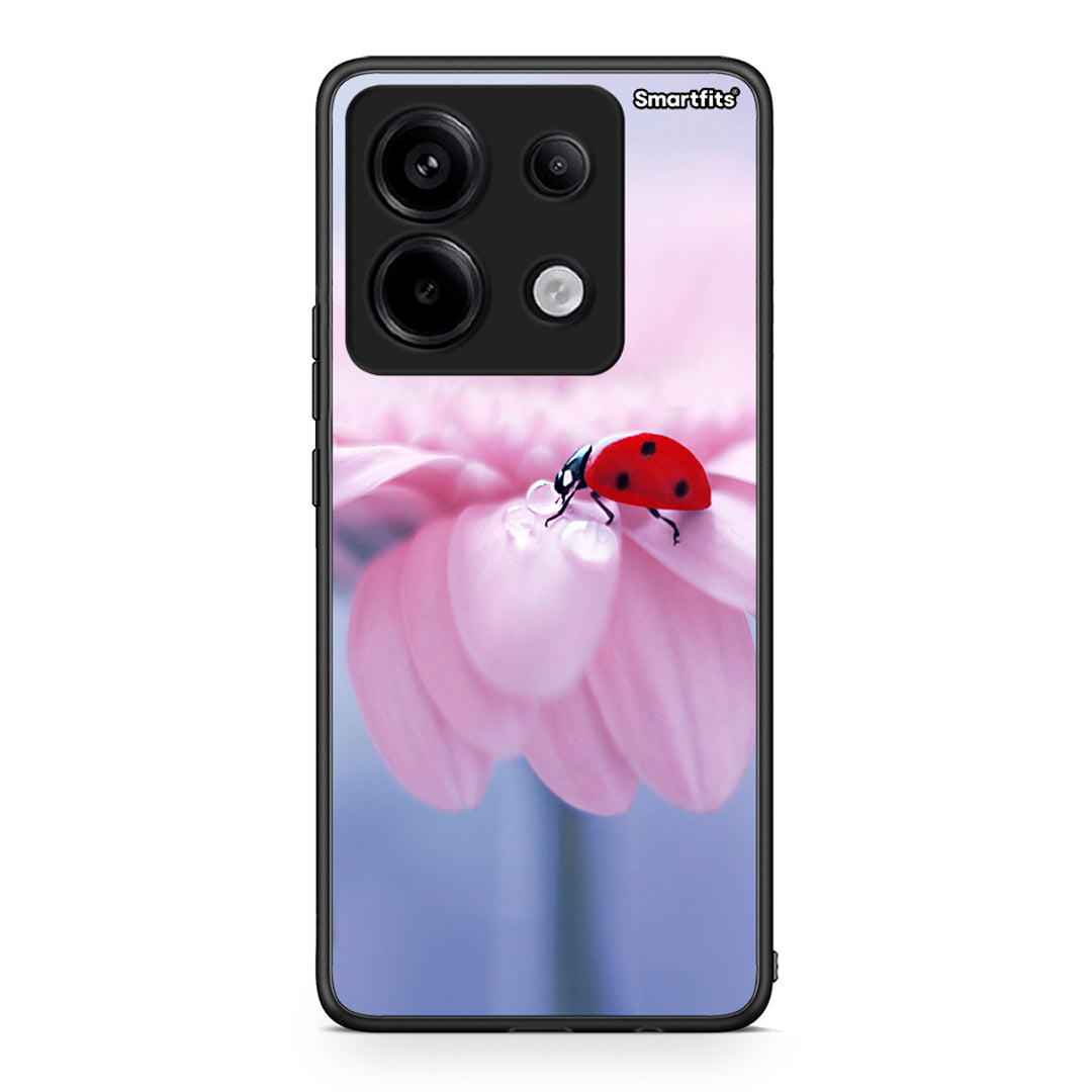 Xiaomi Redmi Note 13 Pro 5G Ladybug Flower θήκη από τη Smartfits με σχέδιο στο πίσω μέρος και μαύρο περίβλημα | Smartphone case with colorful back and black bezels by Smartfits