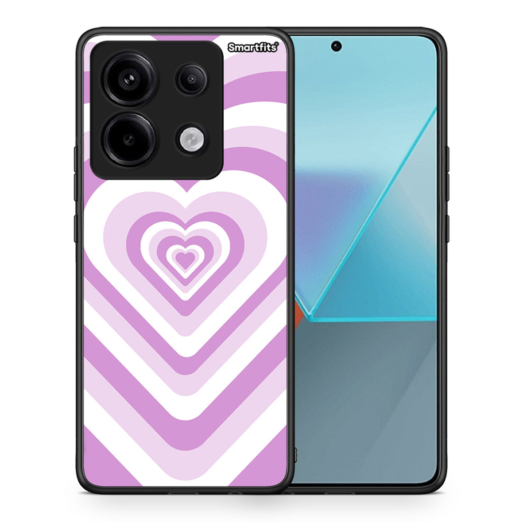 Θήκη Xiaomi Redmi Note 13 Pro 5G Lilac Hearts από τη Smartfits με σχέδιο στο πίσω μέρος και μαύρο περίβλημα | Xiaomi Redmi Note 13 Pro 5G Lilac Hearts case with colorful back and black bezels