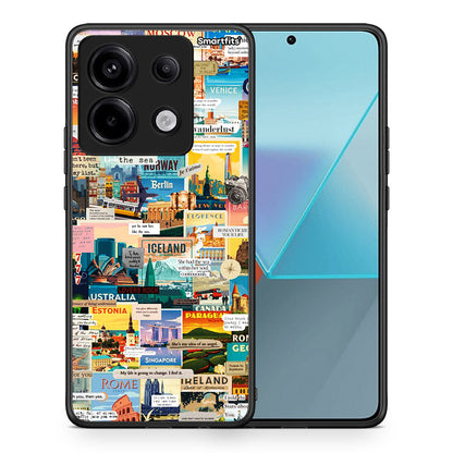 Θήκη Xiaomi Redmi Note 13 Pro 5G Live To Travel από τη Smartfits με σχέδιο στο πίσω μέρος και μαύρο περίβλημα | Xiaomi Redmi Note 13 Pro 5G Live To Travel case with colorful back and black bezels