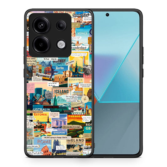 Θήκη Xiaomi Redmi Note 13 Pro 5G Live To Travel από τη Smartfits με σχέδιο στο πίσω μέρος και μαύρο περίβλημα | Xiaomi Redmi Note 13 Pro 5G Live To Travel case with colorful back and black bezels