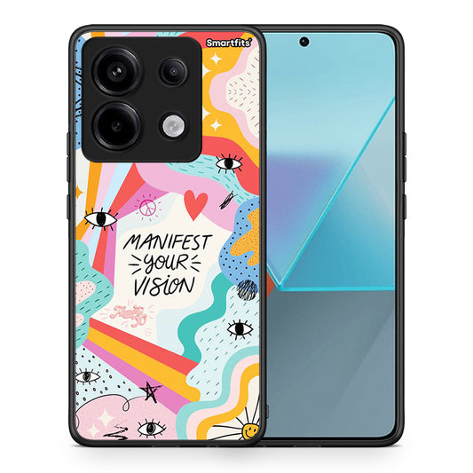 Θήκη Xiaomi Redmi Note 13 Pro 5G Manifest Your Vision από τη Smartfits με σχέδιο στο πίσω μέρος και μαύρο περίβλημα | Xiaomi Redmi Note 13 Pro 5G Manifest Your Vision case with colorful back and black bezels