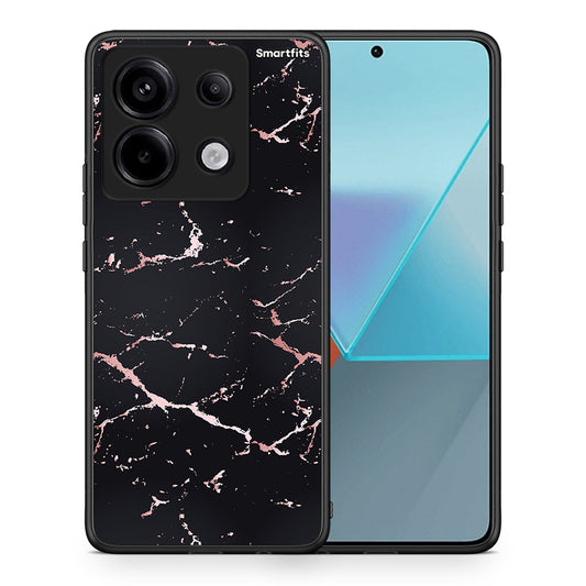 Θήκη Xiaomi Redmi Note 13 Pro 5G Black Rosegold Marble από τη Smartfits με σχέδιο στο πίσω μέρος και μαύρο περίβλημα | Xiaomi Redmi Note 13 Pro 5G Black Rosegold Marble case with colorful back and black bezels