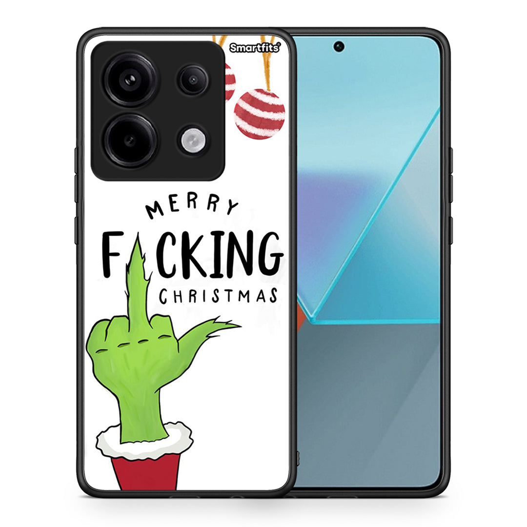 Θήκη Xiaomi Redmi Note 13 Pro 5G Merry F Xmas από τη Smartfits με σχέδιο στο πίσω μέρος και μαύρο περίβλημα | Xiaomi Redmi Note 13 Pro 5G Merry F Xmas case with colorful back and black bezels