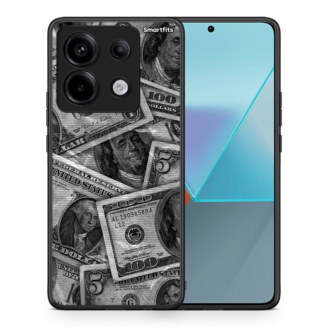 Θήκη Xiaomi Redmi Note 13 Pro 5G Money Dollars από τη Smartfits με σχέδιο στο πίσω μέρος και μαύρο περίβλημα | Xiaomi Redmi Note 13 Pro 5G Money Dollars case with colorful back and black bezels