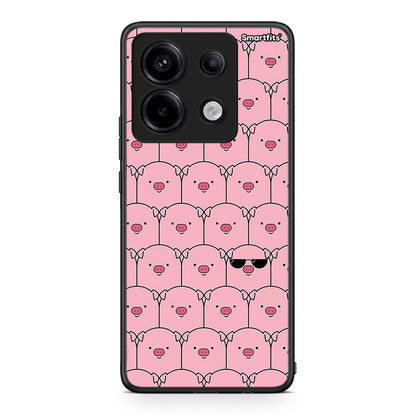 Xiaomi Redmi Note 13 Pro 5G Pig Glasses θήκη από τη Smartfits με σχέδιο στο πίσω μέρος και μαύρο περίβλημα | Smartphone case with colorful back and black bezels by Smartfits
