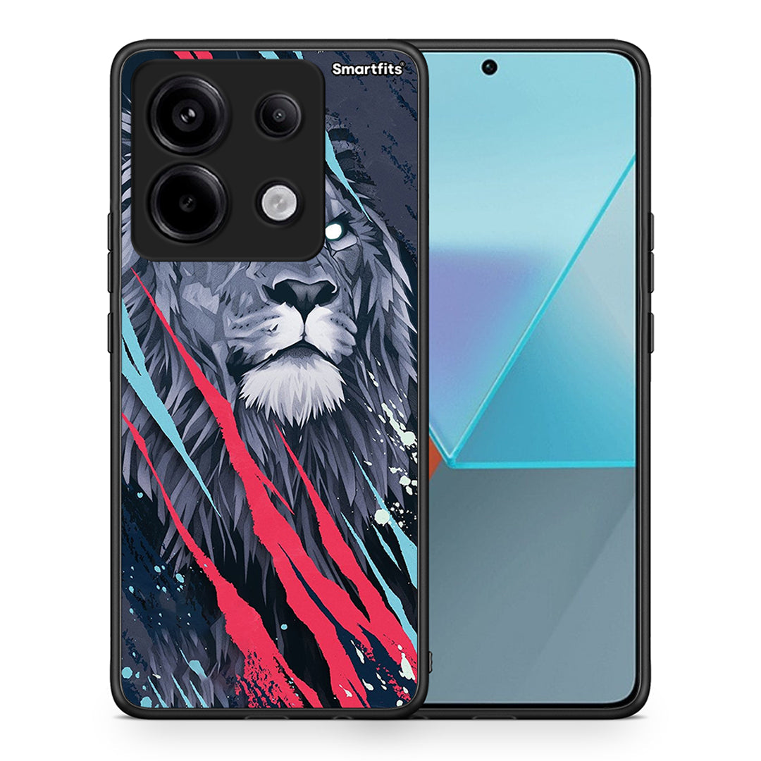 Θήκη Xiaomi Redmi Note 13 Pro 5G Lion Designer PopArt από τη Smartfits με σχέδιο στο πίσω μέρος και μαύρο περίβλημα | Xiaomi Redmi Note 13 Pro 5G Lion Designer PopArt case with colorful back and black bezels