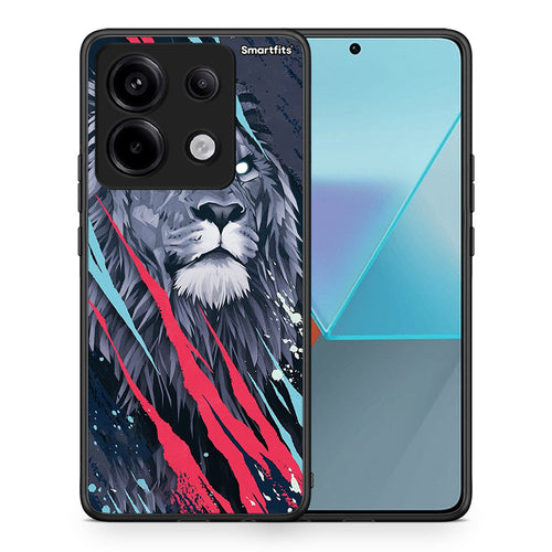 Θήκη Xiaomi Redmi Note 13 Pro 5G Lion Designer PopArt από τη Smartfits με σχέδιο στο πίσω μέρος και μαύρο περίβλημα | Xiaomi Redmi Note 13 Pro 5G Lion Designer PopArt case with colorful back and black bezels