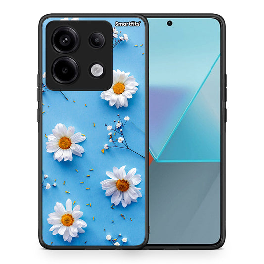 Θήκη Xiaomi Redmi Note 13 Pro 5G Real Daisies από τη Smartfits με σχέδιο στο πίσω μέρος και μαύρο περίβλημα | Xiaomi Redmi Note 13 Pro 5G Real Daisies case with colorful back and black bezels