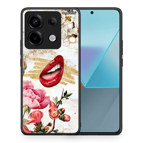 Θήκη Xiaomi Redmi Note 13 Pro 5G Red Lips από τη Smartfits με σχέδιο στο πίσω μέρος και μαύρο περίβλημα | Xiaomi Redmi Note 13 Pro 5G Red Lips case with colorful back and black bezels
