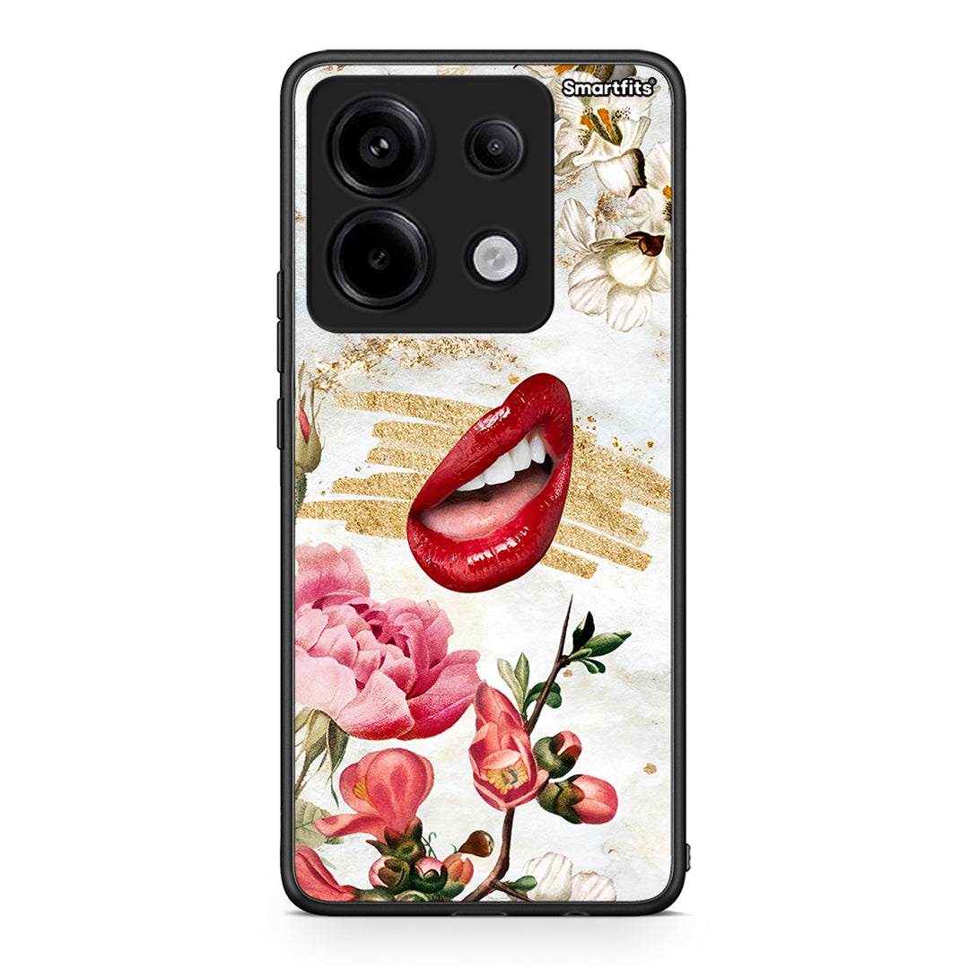 Xiaomi Redmi Note 13 Pro 5G Red Lips θήκη από τη Smartfits με σχέδιο στο πίσω μέρος και μαύρο περίβλημα | Smartphone case with colorful back and black bezels by Smartfits