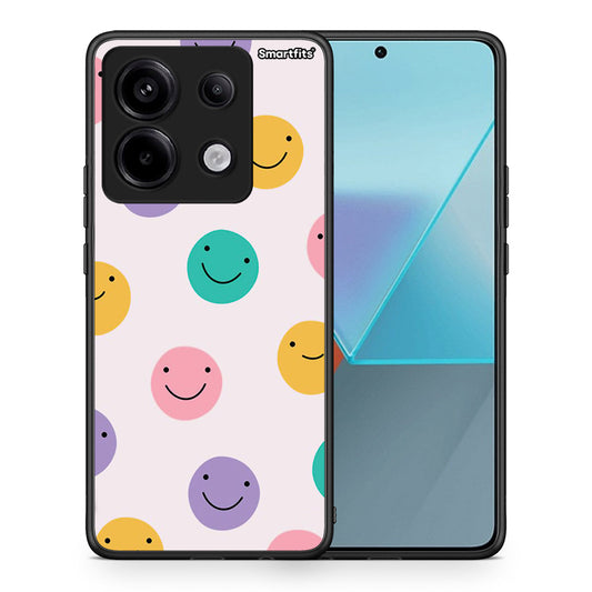 Θήκη Xiaomi Redmi Note 13 Pro 5G Smiley Faces από τη Smartfits με σχέδιο στο πίσω μέρος και μαύρο περίβλημα | Xiaomi Redmi Note 13 Pro 5G Smiley Faces case with colorful back and black bezels