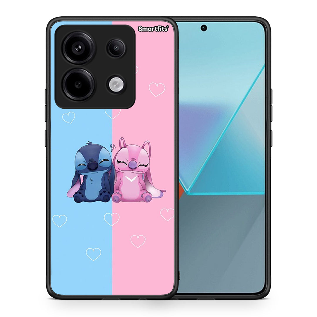 Θήκη Xiaomi Redmi Note 13 Pro 5G Stitch And Angel από τη Smartfits με σχέδιο στο πίσω μέρος και μαύρο περίβλημα | Xiaomi Redmi Note 13 Pro 5G Stitch And Angel case with colorful back and black bezels
