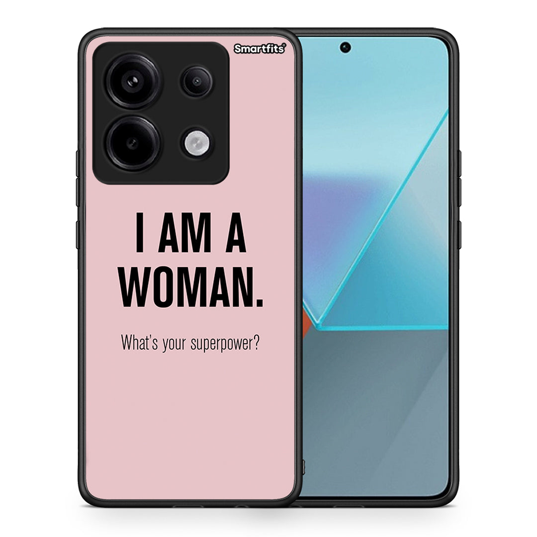 Θήκη Xiaomi Redmi Note 13 Pro 5G Superpower Woman από τη Smartfits με σχέδιο στο πίσω μέρος και μαύρο περίβλημα | Xiaomi Redmi Note 13 Pro 5G Superpower Woman case with colorful back and black bezels
