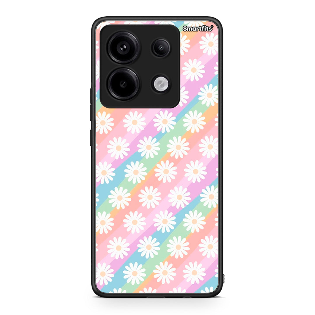 Xiaomi Redmi Note 13 Pro 5G White Daisies θήκη από τη Smartfits με σχέδιο στο πίσω μέρος και μαύρο περίβλημα | Smartphone case with colorful back and black bezels by Smartfits