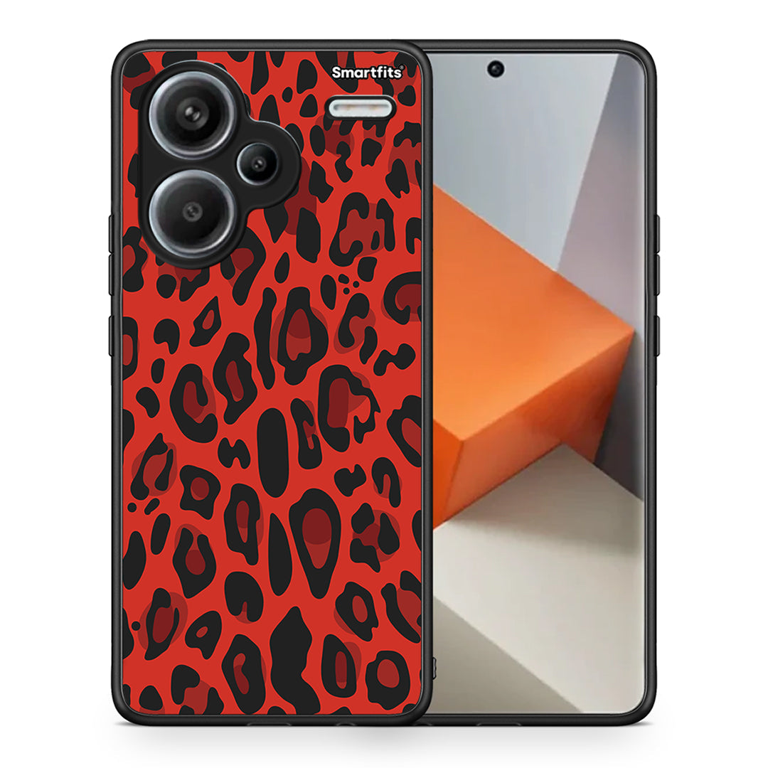 Θήκη Xiaomi Redmi Note 13 Pro Plus 5G Red Leopard Animal από τη Smartfits με σχέδιο στο πίσω μέρος και μαύρο περίβλημα | Xiaomi Redmi Note 13 Pro Plus 5G Red Leopard Animal case with colorful back and black bezels