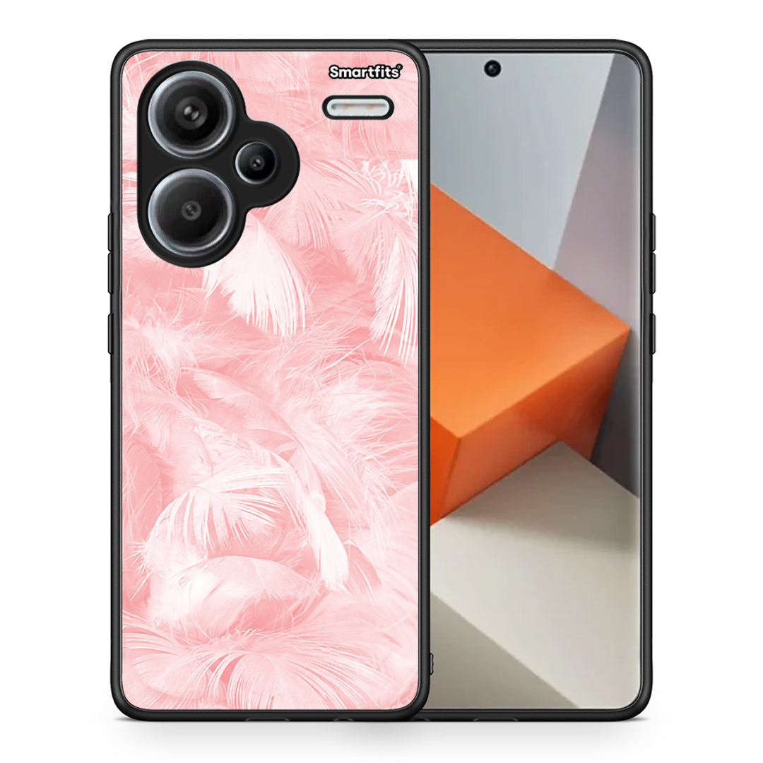 Θήκη Xiaomi Redmi Note 13 Pro Plus 5G Pink Feather Boho από τη Smartfits με σχέδιο στο πίσω μέρος και μαύρο περίβλημα | Xiaomi Redmi Note 13 Pro Plus 5G Pink Feather Boho case with colorful back and black bezels