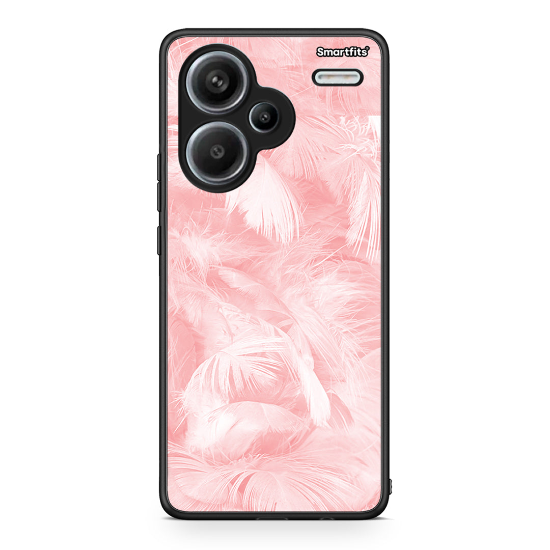 33 - Xiaomi Redmi Note 13 Pro Plus 5G Pink Feather Boho case, cover, bumper