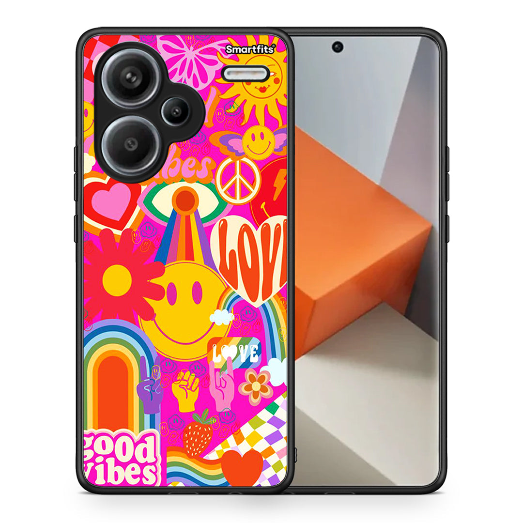 Θήκη Xiaomi Redmi Note 13 Pro Plus 5G Hippie Love από τη Smartfits με σχέδιο στο πίσω μέρος και μαύρο περίβλημα | Xiaomi Redmi Note 13 Pro Plus 5G Hippie Love case with colorful back and black bezels