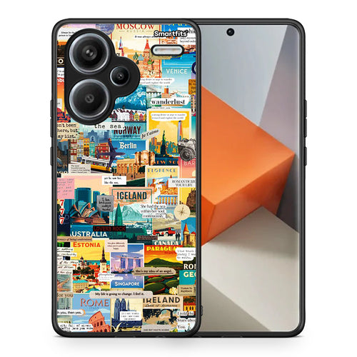 Θήκη Xiaomi Redmi Note 13 Pro Plus 5G Live To Travel από τη Smartfits με σχέδιο στο πίσω μέρος και μαύρο περίβλημα | Xiaomi Redmi Note 13 Pro Plus 5G Live To Travel case with colorful back and black bezels