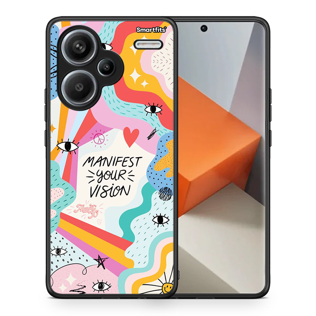 Θήκη Xiaomi Redmi Note 13 Pro Plus 5G Manifest Your Vision από τη Smartfits με σχέδιο στο πίσω μέρος και μαύρο περίβλημα | Xiaomi Redmi Note 13 Pro Plus 5G Manifest Your Vision case with colorful back and black bezels