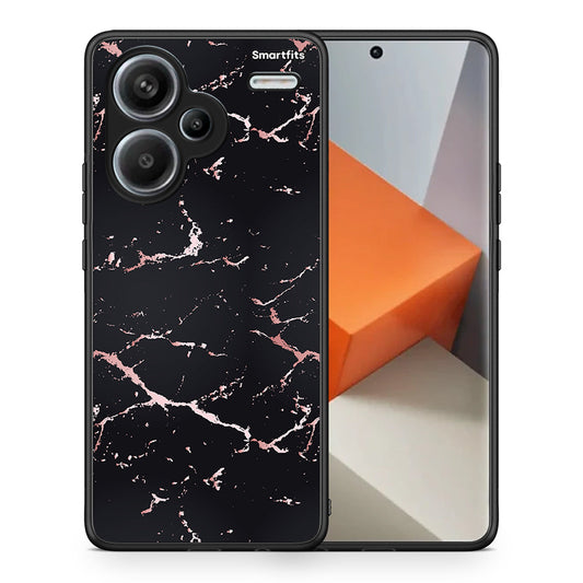 Θήκη Xiaomi Redmi Note 13 Pro Plus 5G Black Rosegold Marble από τη Smartfits με σχέδιο στο πίσω μέρος και μαύρο περίβλημα | Xiaomi Redmi Note 13 Pro Plus 5G Black Rosegold Marble case with colorful back and black bezels