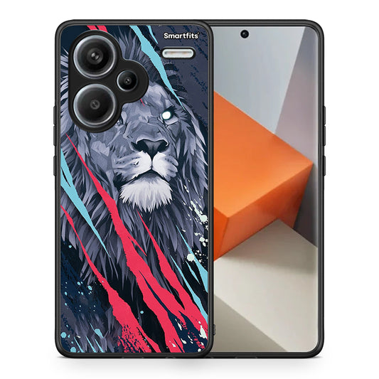Θήκη Xiaomi Redmi Note 13 Pro Plus 5G Lion Designer PopArt από τη Smartfits με σχέδιο στο πίσω μέρος και μαύρο περίβλημα | Xiaomi Redmi Note 13 Pro Plus 5G Lion Designer PopArt case with colorful back and black bezels