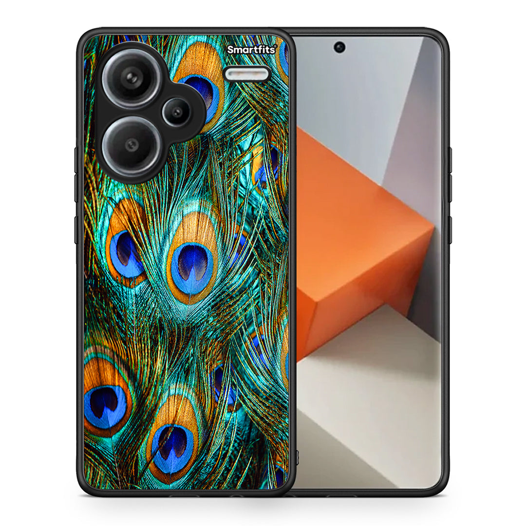 Θήκη Xiaomi Redmi Note 13 Pro Plus 5G Real Peacock Feathers από τη Smartfits με σχέδιο στο πίσω μέρος και μαύρο περίβλημα | Xiaomi Redmi Note 13 Pro Plus 5G Real Peacock Feathers case with colorful back and black bezels