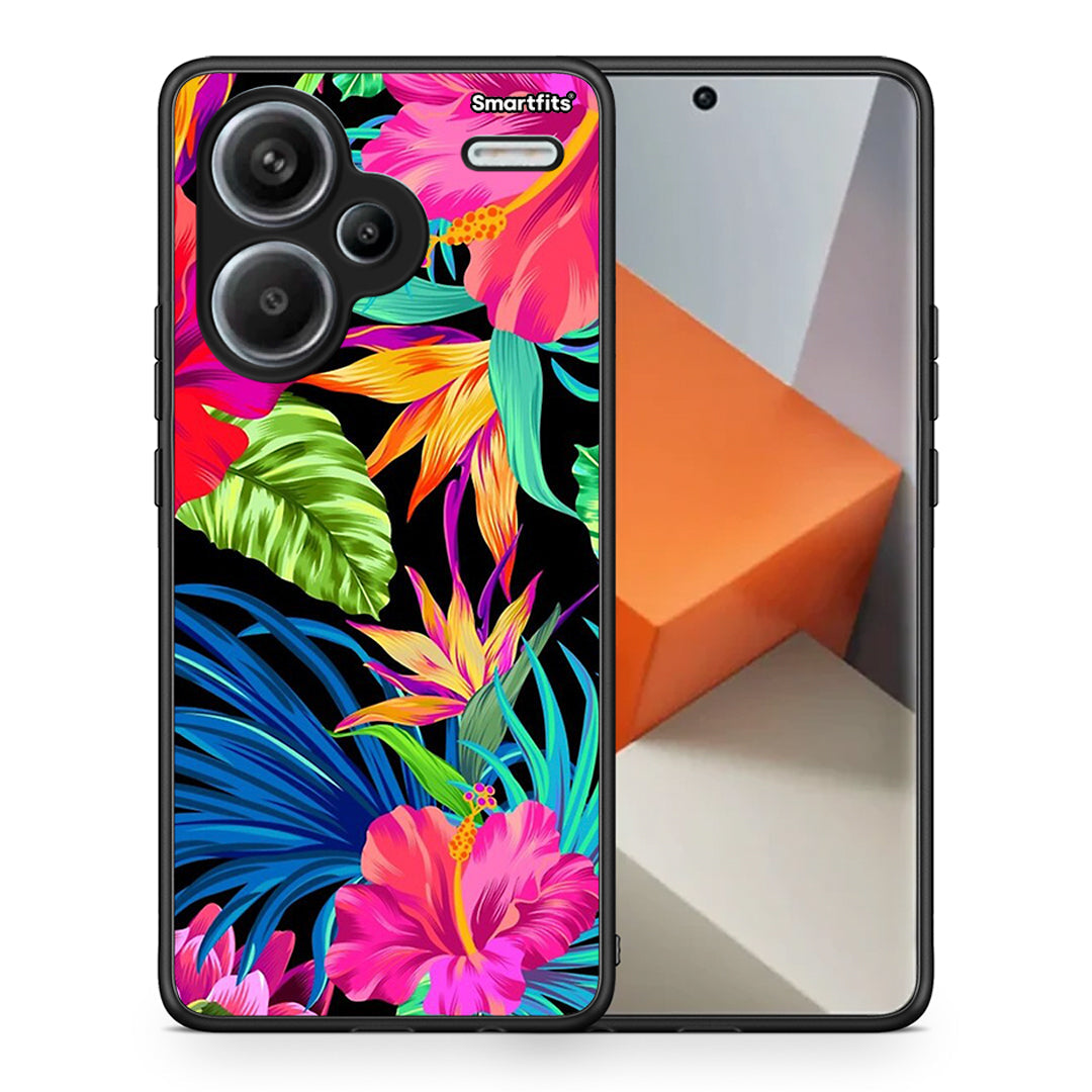 Θήκη Xiaomi Redmi Note 13 Pro Plus 5G Tropical Flowers από τη Smartfits με σχέδιο στο πίσω μέρος και μαύρο περίβλημα | Xiaomi Redmi Note 13 Pro Plus 5G Tropical Flowers case with colorful back and black bezels