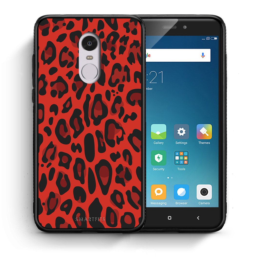 Θήκη Xiaomi Redmi Note 4/4X Red Leopard Animal από τη Smartfits με σχέδιο στο πίσω μέρος και μαύρο περίβλημα | Xiaomi Redmi Note 4/4X Red Leopard Animal case with colorful back and black bezels