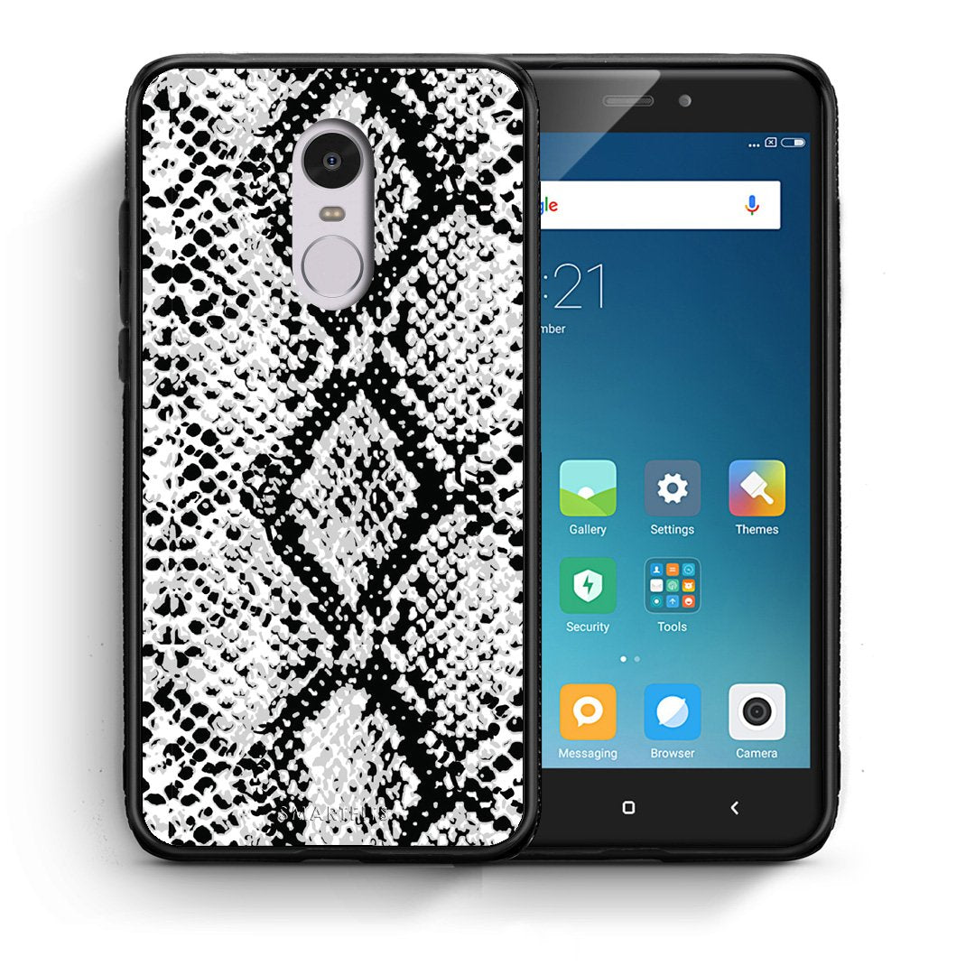 Θήκη Xiaomi Redmi Note 4/4X White Snake Animal από τη Smartfits με σχέδιο στο πίσω μέρος και μαύρο περίβλημα | Xiaomi Redmi Note 4/4X White Snake Animal case with colorful back and black bezels