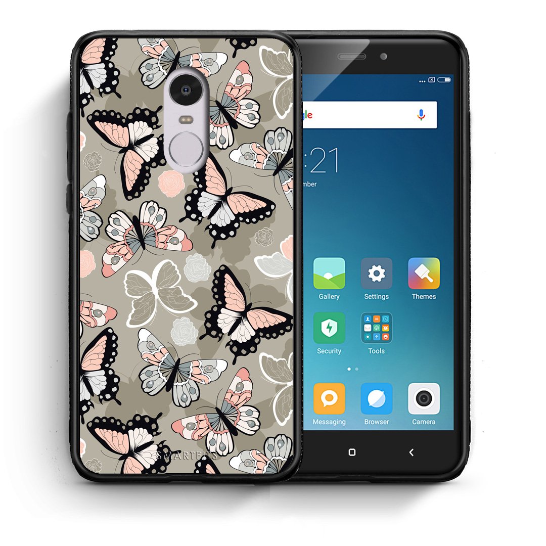 Θήκη Xiaomi Redmi Note 4/4X Butterflies Boho από τη Smartfits με σχέδιο στο πίσω μέρος και μαύρο περίβλημα | Xiaomi Redmi Note 4/4X Butterflies Boho case with colorful back and black bezels