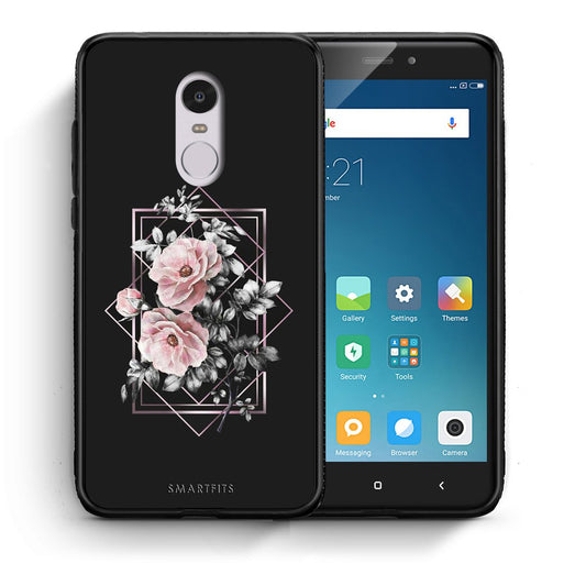 Θήκη Xiaomi Redmi Note 4/4X Frame Flower από τη Smartfits με σχέδιο στο πίσω μέρος και μαύρο περίβλημα | Xiaomi Redmi Note 4/4X Frame Flower case with colorful back and black bezels