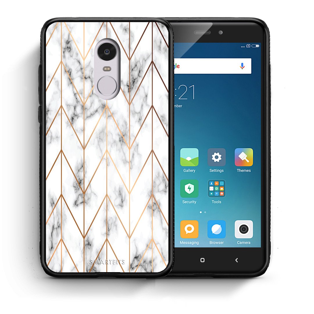 Θήκη Xiaomi Redmi Note 4/4X Gold Geometric Marble από τη Smartfits με σχέδιο στο πίσω μέρος και μαύρο περίβλημα | Xiaomi Redmi Note 4/4X Gold Geometric Marble case with colorful back and black bezels