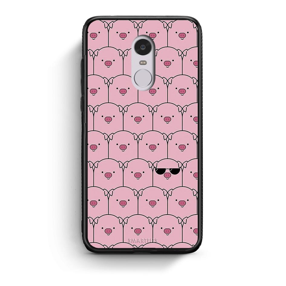 Xiaomi Redmi Note 4/4X Pig Glasses θήκη από τη Smartfits με σχέδιο στο πίσω μέρος και μαύρο περίβλημα | Smartphone case with colorful back and black bezels by Smartfits