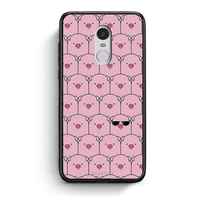 Xiaomi Redmi Note 4/4X Pig Glasses θήκη από τη Smartfits με σχέδιο στο πίσω μέρος και μαύρο περίβλημα | Smartphone case with colorful back and black bezels by Smartfits