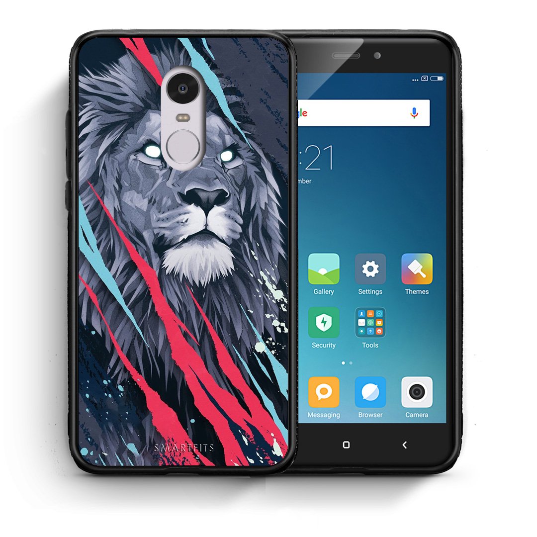 Θήκη Xiaomi Redmi Note 4/4X Lion Designer PopArt από τη Smartfits με σχέδιο στο πίσω μέρος και μαύρο περίβλημα | Xiaomi Redmi Note 4/4X Lion Designer PopArt case with colorful back and black bezels